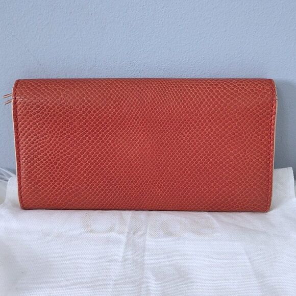 Chloe snake embossed leather flap long wallet w/dusty EUC - Picture 9 of 11